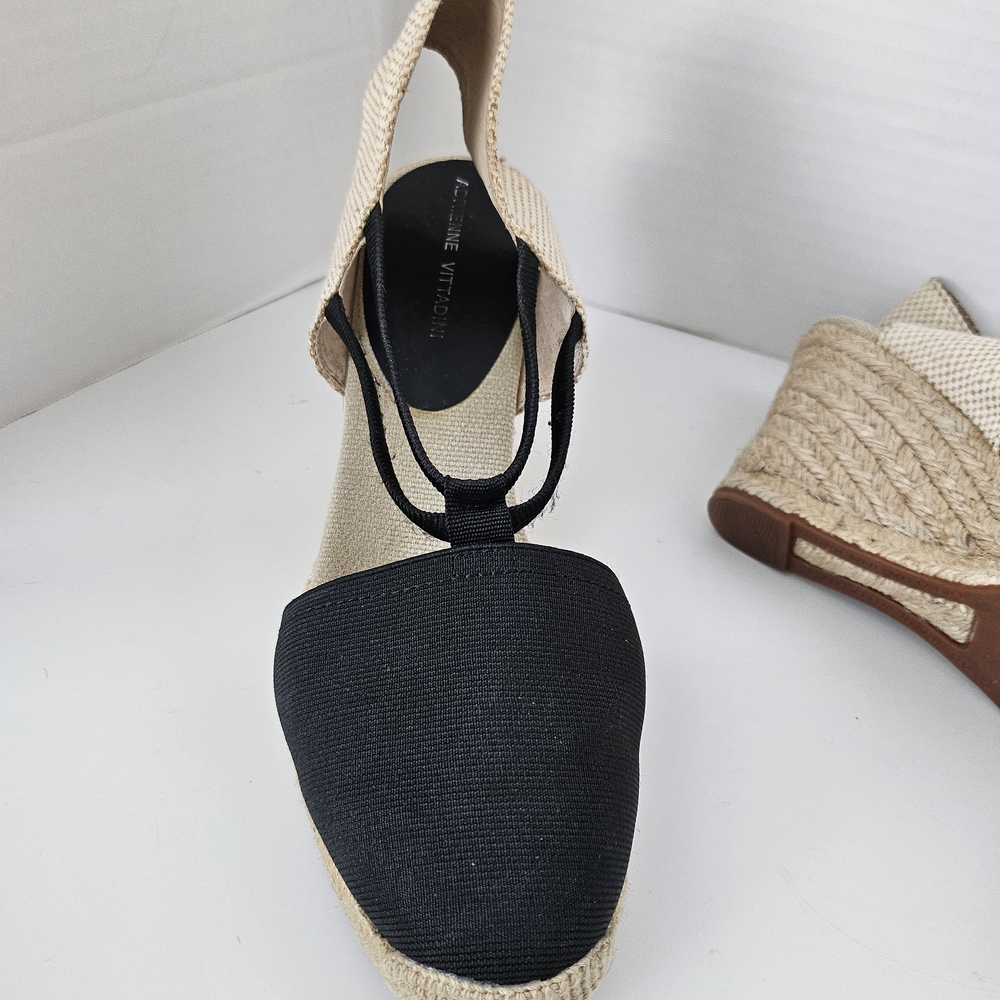 Adrienne Vittadini Black and Beige Espadrille Sandals size 9.5 - Picture 6 of 8